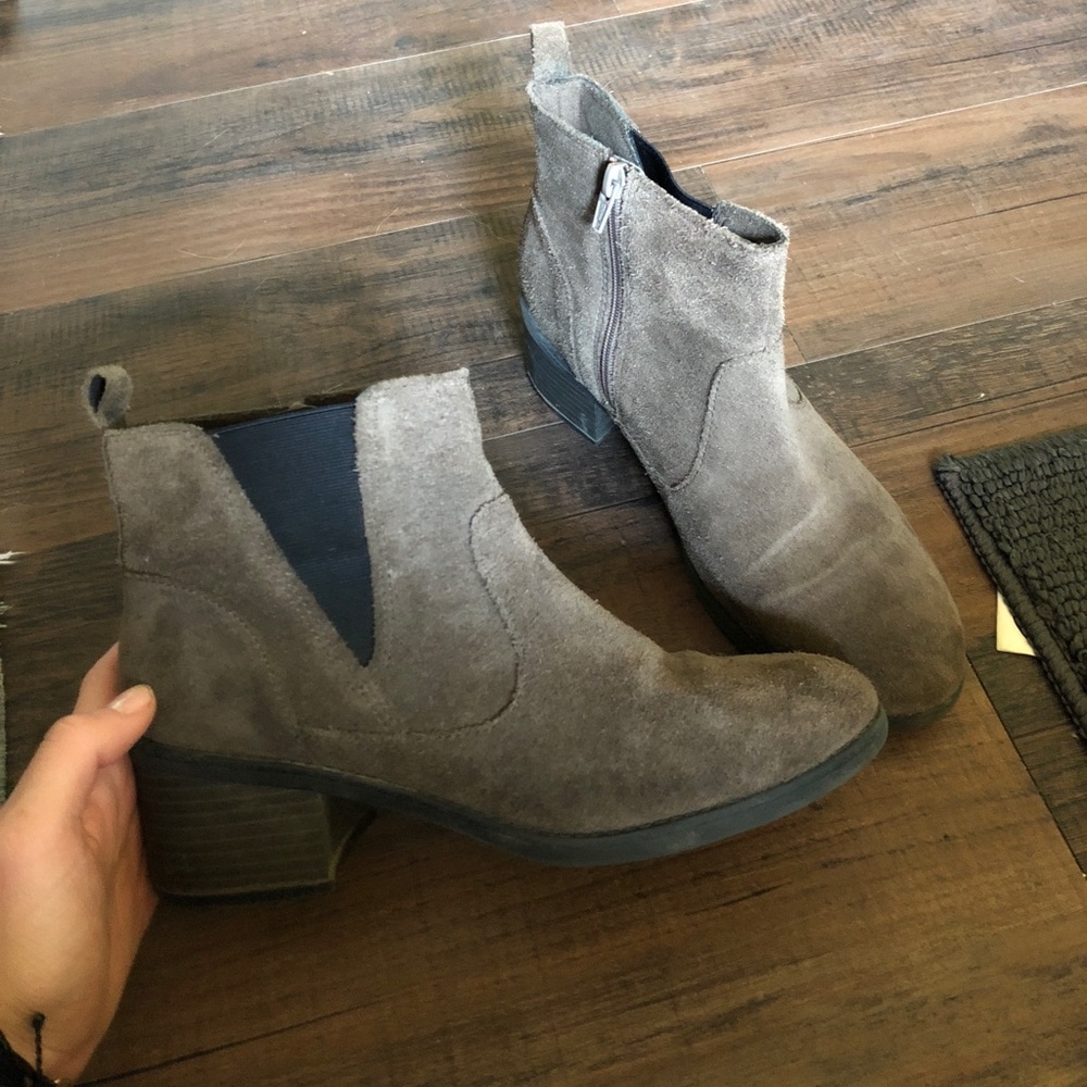 Grey suede booties